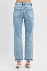 High Rise Ankle Boyfriend Distressed Jeans Plus Size Risen